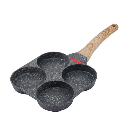 

Nitouy Breakfast Frying Pan Anti-Scald Handle Non-stick Omelet Pans (4-hole Black)