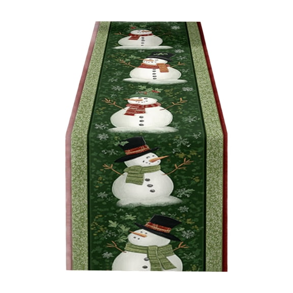 Christmas Winter Table Runner, Winter Seasonal Holiday Table Decorations for Farmhouse Kitchen Dinning Home Dark Green