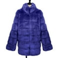 thumbnail image 7 of Juebong Women's Faux Fur Coat Overweight Thick Long Sleeve Shaggy Winter Jacket Extremely Cold Weather Warm Furry Open Front Parka Outerwear Blue,L, 7 of 7