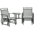 thumbnail image 1 of Outsunny Outdoor Glider Bench with Coffee Table, Patio 2-Seat Rocking Chair Swing Loveseat with Breathable Sling for Backyard Garden Porch, Light Grey, 1 of 10
