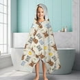 thumbnail image 6 of Beige Highland Cow Bathtub Flower Pattern Hooded Bath Towel，60"x35" for Ages 3 To 12 Kids, Quick Dry Lightweight Soft Microfiber Hood Beach Towel Cover Up for Kids, 6 of 7