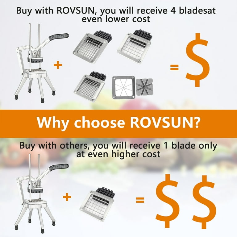 ROVSUN Commercial French Fry Cutter Vegetable Slicer with 3 Sizes Blad