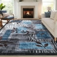 thumbnail image 2 of HOMERRY Floral Print Non Slip Area Rug 10' x 13' for Living Room Washable Indoor Carpet, Blue/Gray, 2 of 5