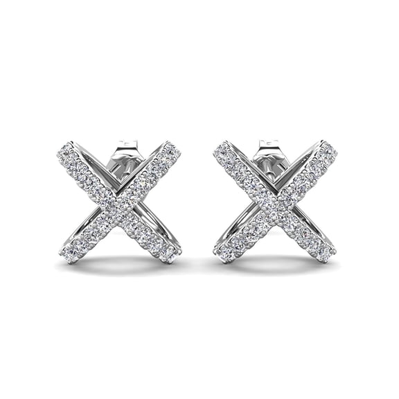 Cate & Chloe Paige 18k White Gold Plated Dainty Stud Earrings for Women with Simulated Diamonds