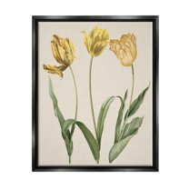 Stupell Industries Three Tulip Sprigs Botanical & Floral Painting Black Floater Framed Canvas Art Print Wall Art, 17 x 21