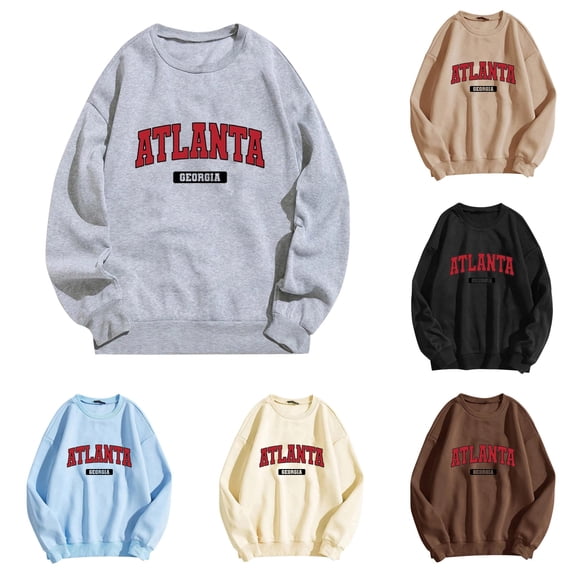 CAIVO Womens Crew Neck Sweatshirts Casual Long Sleeve Graphic Letter Printed Shirts Pullover Tops Holiday Fall Streetwear