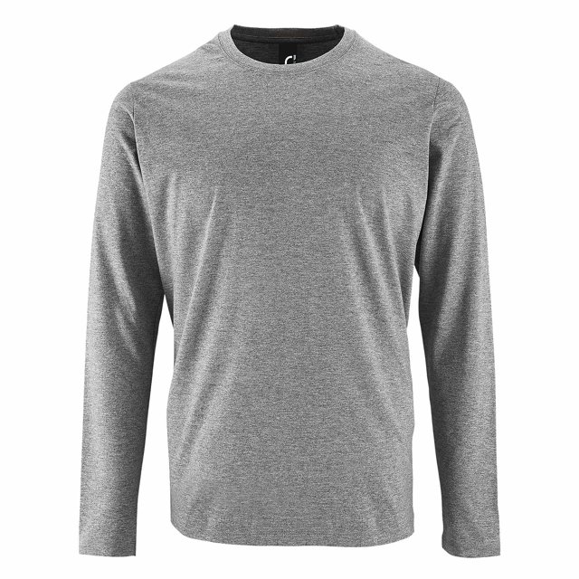SOLS - Camiseta de manga larga modelo Imperial para hombre (Gris Jaspeado)