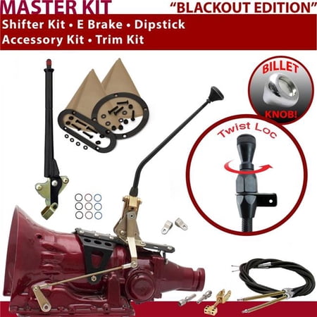 American Shifter 4L60E Shifter Kit Black 12 in. E Brake Cable Clevis Trim Kit Dipstick for F0F20
