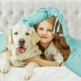 thumbnail image 3 of Unique Bargains Washed Cotton Duvet Cover Pillowcase Bedding Set Queen Cyan, 3 of 8