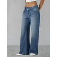 thumbnail image 5 of Female Denim High Waist Pocket Wide Leg Jeans Blue S, 5 of 8