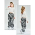 thumbnail image 3 of LOLANTA Girls Metallic Jogger Pants Shiny Jazz Street Hip Hop Dance Pants Convertible Leg Opening, 3 of 6