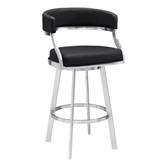Maklaine Modern / Contemporary 26" Faux Leather Bar Stool in Black