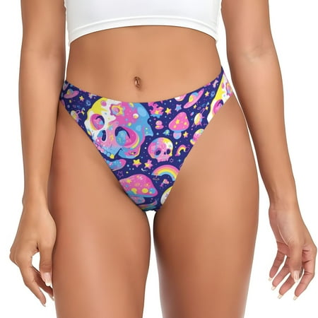 Sigee Skull colorful mushroom for Women s G-String Panty  Low Rise  Soft Lace Perfect for Everyday Wear or Special Occasions-3X-Large