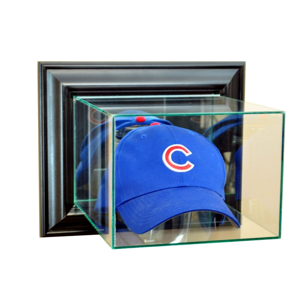 Perfect Cases Wall Mounted Cap and Hat Display Case, Black Finish