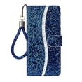 thumbnail image 2 of Leather For Apple iPhone 15 Plus Case 6.7",Glitter Sparkly Bling Flip Wallet Leather Case With Card Holder Shockproof Kickstand Protective Phone Cases Cover,Blue,For iPhone 15 Plus, 2 of 7