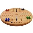 Marbles Board Game 14 inch Diameter Solid Oak Wood 4 Player Hand