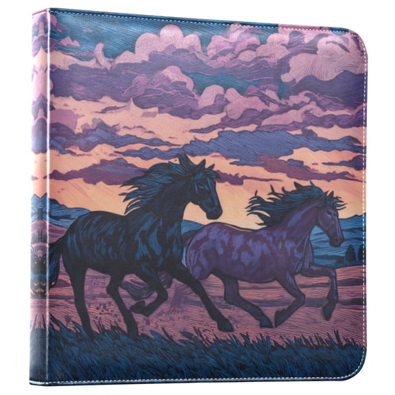 Photo Album 11.8x11.2 Inch Leather Cover Photo Book Scrapbooking Albums for Weddings Birthdays Anniversaries Wild Horses Running