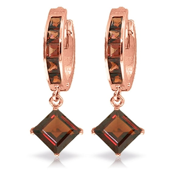 Galaxy Gold 14K Rose Gold 4.4 Carat Natural Garnet Huggie Earrings - January Birthstone - Passion & Protection - Fine Jewelry for Women