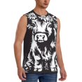 thumbnail image 2 of Fotbe Floral Cow Silhouette Men's Camiseta sin Mangas Estampada para Hombres, Playera Casual para Gimnasio, Entrenamiento, Playa-Large, 2 of 7