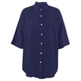 thumbnail image 5 of Short Sets for Women Loose Fit Cotton Linen Short Sleeve Button Down Collared Shirt and Wide Leg Shorts 2 Piece Matching Set, 5 of 6