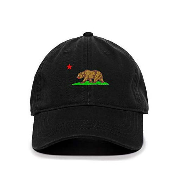 Tech Design California Bear Baseball Cap Embroidered Cotton Adjustable Dad Hat Black