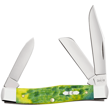 Case XX Knives Medium Stockman Jigged Green Apple Bone 27862 Stainless Pocket Knife