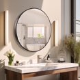thumbnail image 2 of WallBeyond 24 Inch Aluminium Frame Round Bathroom Wall Mirror, Vanity Mirror, Home Decor, Black, 2 of 8