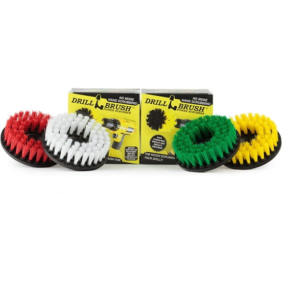 Scrub Brush - Cleaning Supplies - Drill Brush Power Scrubber Multi-Purpose Kit - Leather Cleaner - Spin Brush - Grout Cleaner - Shower Scrubber - Deck Brush - Glass Cleaner - Hard Water, Calcium, Rust