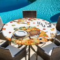 thumbnail image 6 of Fall Pumpkins Round Tablecloth, Fitted Table Cover with Elastic for 55"-60" Round Tables, Thanksgiving Gnomes Autumn Maple Country Rustic Table Cloth Outdoor Dinning Party Waterproof Tablecloths, 6 of 7