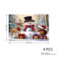thumbnail image 4 of JOOCAR Christmas Snowman Deer and Squirrel with Gifts Linen Table Mats Set of 4 for Home Kitchen Table Decor 12x18 inch, 4 of 5