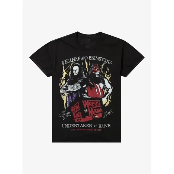 WWE Undertaker Vs. Kane T-Shirt Mens Black ,Black Color,Size XL