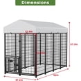 thumbnail image 5 of Large Outdoor Dog Kennel with Rotatable Feeder, Waterproof Roof & Raised Legs - Stainless Steel, 5 of 12