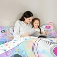 thumbnail image 4 of Manfei Teen Musical Note Bedding Set 7-Piece, Princess Butterfly King Comforter Sets, Dreamy Mystic Galaxy Reversible Bed Sheets, Ultra Soft Home Decor, 4 of 7