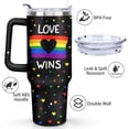 thumbnail image 4 of Pride Cup Gifts for Women Men, Rainbow Love Wins Stainless Steel Insulated 40 Oz Tumblers with Handle and Straw, LGBT Pride Month Water Bottle Mug (1 PC), 4 of 7