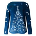 thumbnail image 5 of Tops de Otoño Para Mujer Tops Con Estampado Navideño Blusa de Jersey de Árbol Con Cuello Redondo de Manga Larga A La Moda Odeerbi  ODB179012, 5 of 5