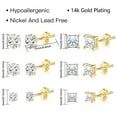 thumbnail image 6 of 6 Pairs Hypoallergenic Stud Earrings Set, 14K Gold/Silver Plated Cubic Zirconia Earrings for Women  Men's Earring Sets, 6 of 8