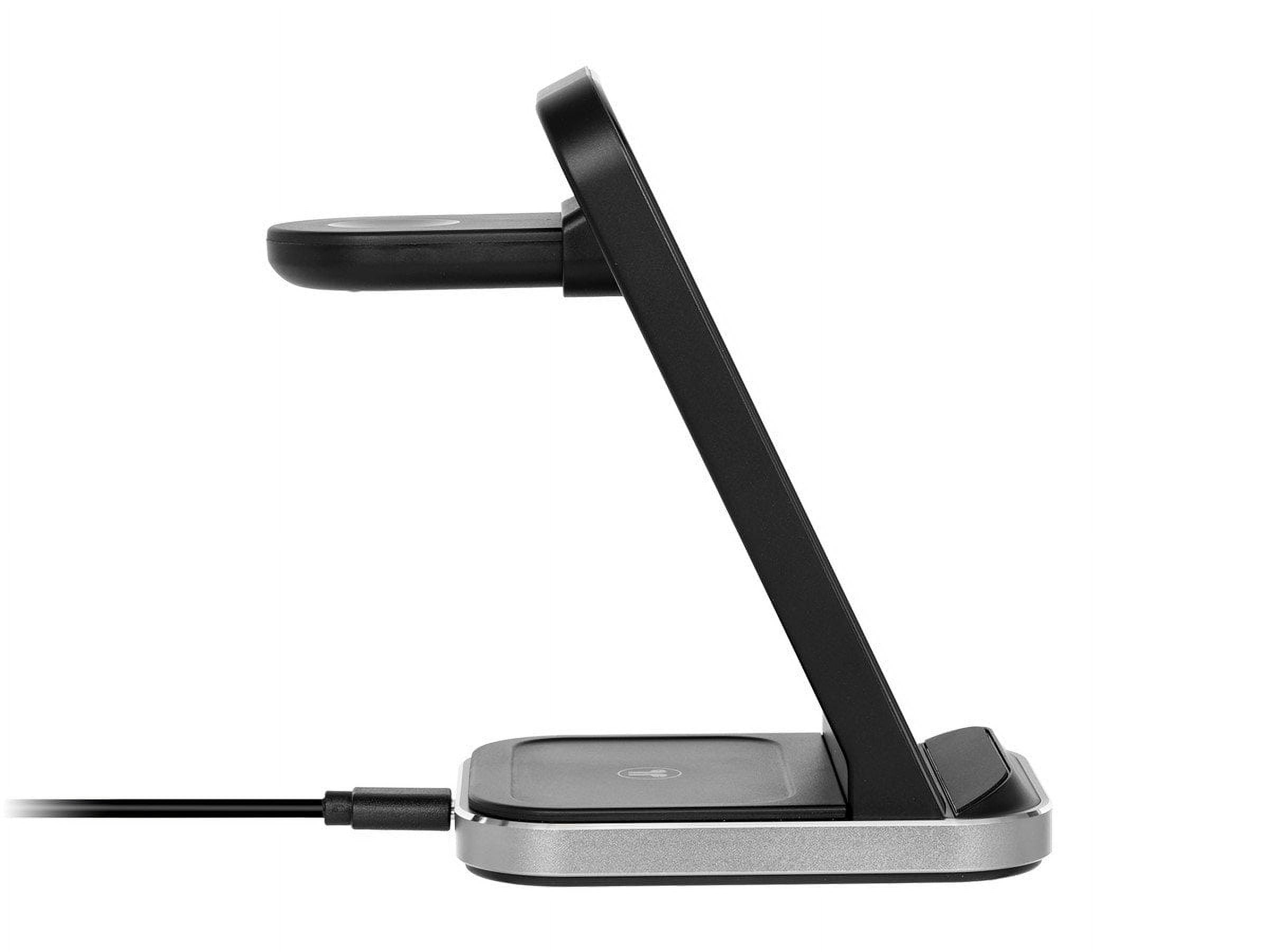 Monoprice 3‑in‑1 Wireless Charging Station for iPhone, Apple Watch, AirPods, Bundled with Quick Charge 3.0 Wall Charger, Fast Charging, Triple Sense LED Indicator, Detachable Watch Charger