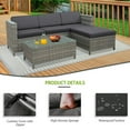 thumbnail image 2 of CozyHom 5 Pcs Modern Outdoor Patio Wicker Rattan Sectional Dining Furniture Set, L Shaped Couch With Ottoman&Cushions All Weather Dining Conversation Sectional Sofa Furniture Set, Gray, 2 of 10