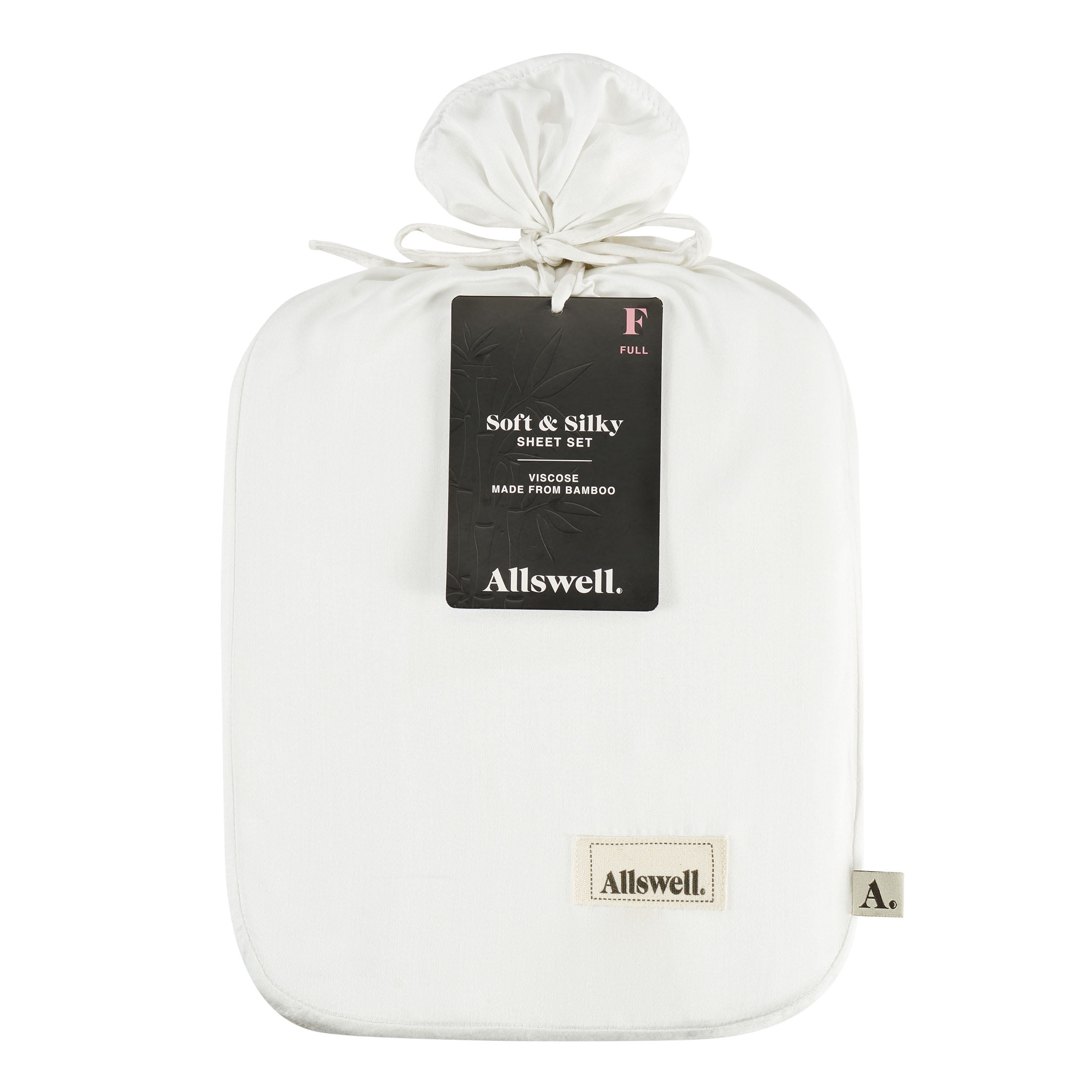 Allswell Soft & Silky 4-Piece 300 Thread Count Rayon Derived from Bamboo Sateen Sheet Set, Queen, Bleached Linen