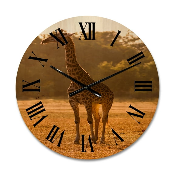 Designart 'African Giraffe In The Wildlife II' Farmhouse Wood Wall Clock