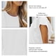 thumbnail image 5 of Tops con volantes para mujer, color puro, elegante, cuello redondo, tops de manga corta para citas, trabajo, blanco, XXL, 5 of 6