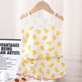 thumbnail image 2 of Bainana Toddler Girls 2 Pieces Sleep Outfit Set Cartoon Print Sleeveless Suspender Tank Tops And Shorts Set Soft Leisure Little Girls Summer Play Casual Wear Size 4-5 Years Yellow, 2 of 9