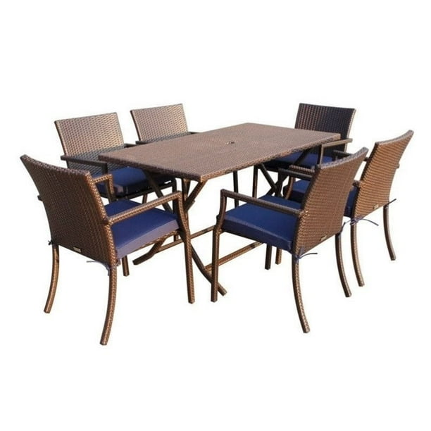 Jeco 7 Piece Wicker Buffet Table Set In Blue Com Jeco 7 Piece Wicker Buffet Table Set In, Outdoor Wicker Buffet Table