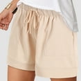 thumbnail image 2 of vigerkar Casual Shorts for Women Comfy Elastic Waist Drawstring Pocket Shorts Pants Beige, S, 2 of 9