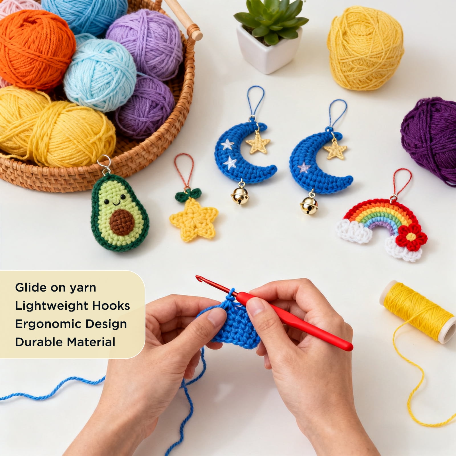 HUANCTOMA  Crochet Kit for Beginners Adults and Kids,Knitting Supplies With 1800yd Acrylic Yarn 21 Ergonomic Hooks Canvas Storage Bag Lots more