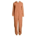 thumbnail image 5 of QIUOMBBP Family Christmas Outfits Matching Sets Xmas Fuzzy Hooded Zip Up Jumpsuits Pajamas Sleepwear Holiday for Adults, Rose Gold, S, 5 of 5