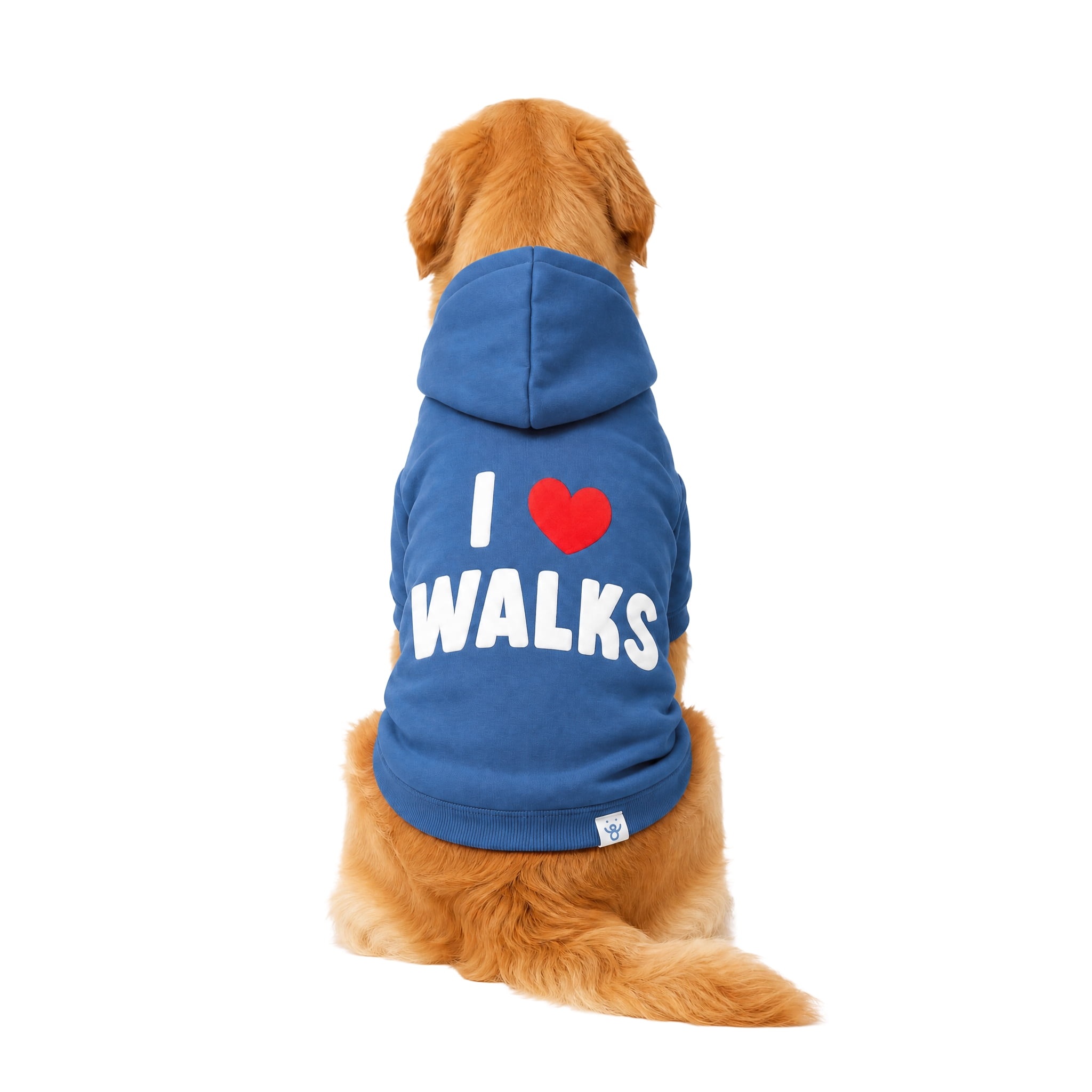 Oodles I Heart Walks Fall Dog Hoodie, Blue, XL