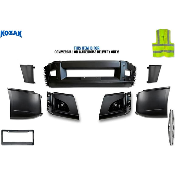 Bumper Plastic Set with Fog Light Holes Compatible with Volvo VNL 2018 