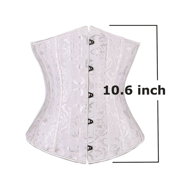 Black White 24 Spiral Steel Boned Waist Training Underbust Lace up