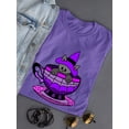 thumbnail image 3 of Witch Cat In A Cup Shaped T-Shirt Women -Rose Khan Designs, Female Medium, 3 of 4